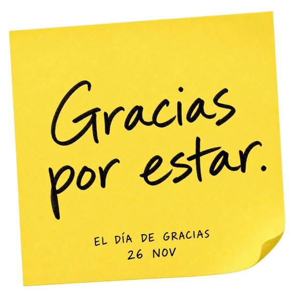 Nota «Gracias por estar.»